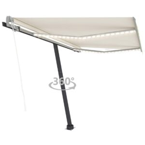 Sisäänkelattava markiisi LED/tuulisensori 300x250cm kerma - Kerma