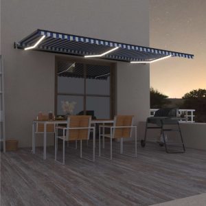 Sisäänkelattava markiisi LED/tuulisensori 600x350 cm -