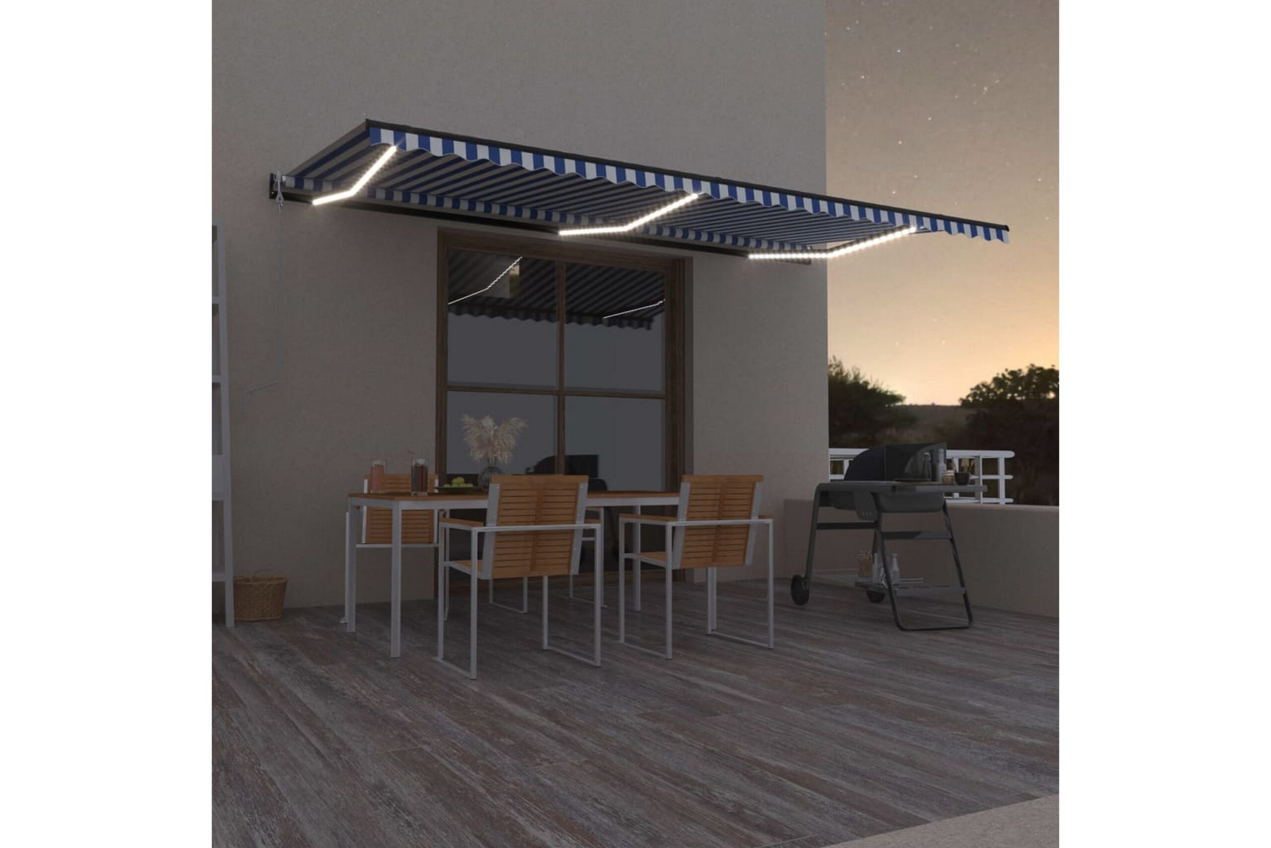 Sisäänkelattava markiisi LED/tuulisensori 600x350 cm -