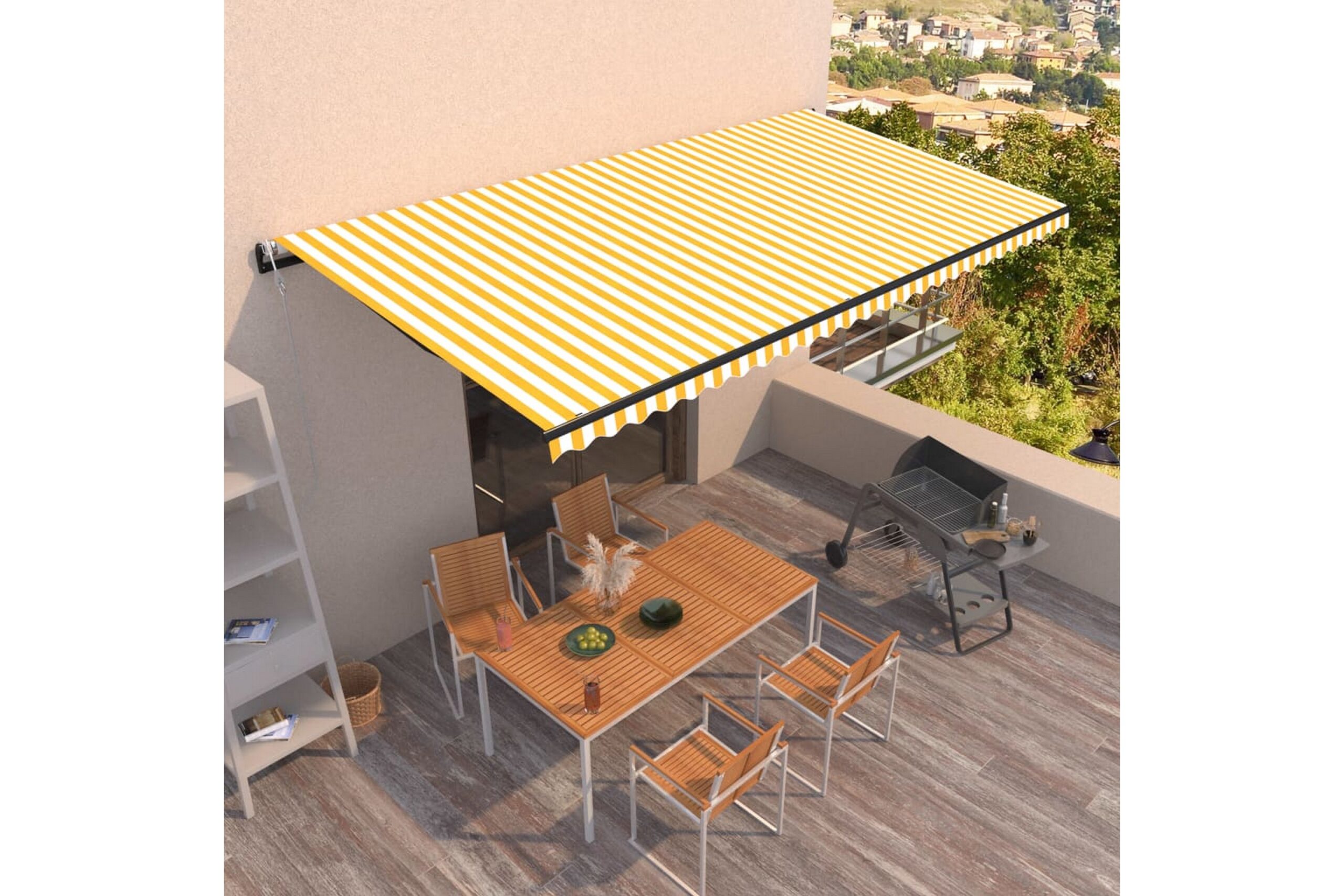 Automaattisesti sisäänkelattava markiisi 600x350 cm -