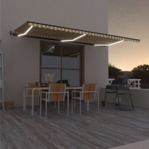 Sisäänkelattava markiisi LED/tuulisensori 600x350 cm -
