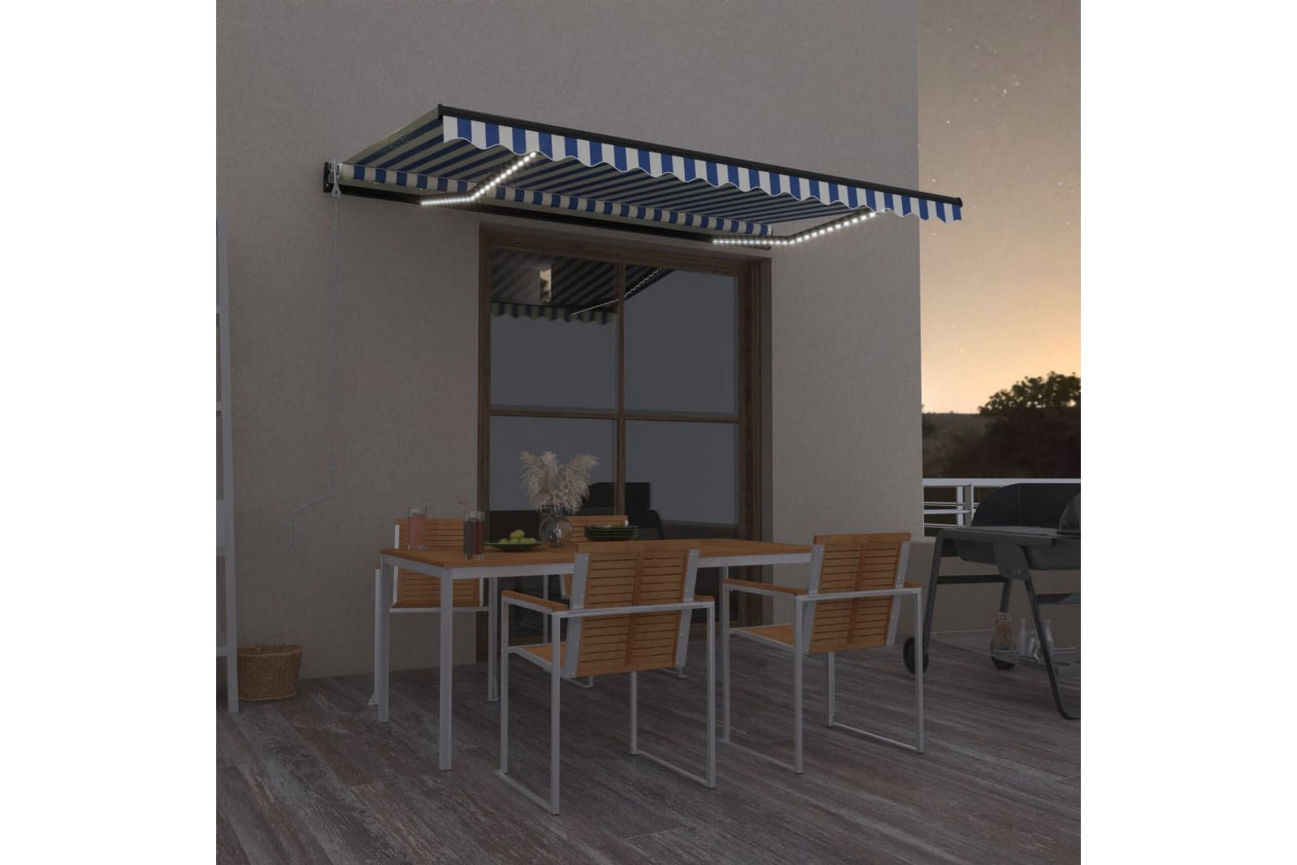 Sisäänkelattava markiisi LED/tuulisensori 450x350 cm -