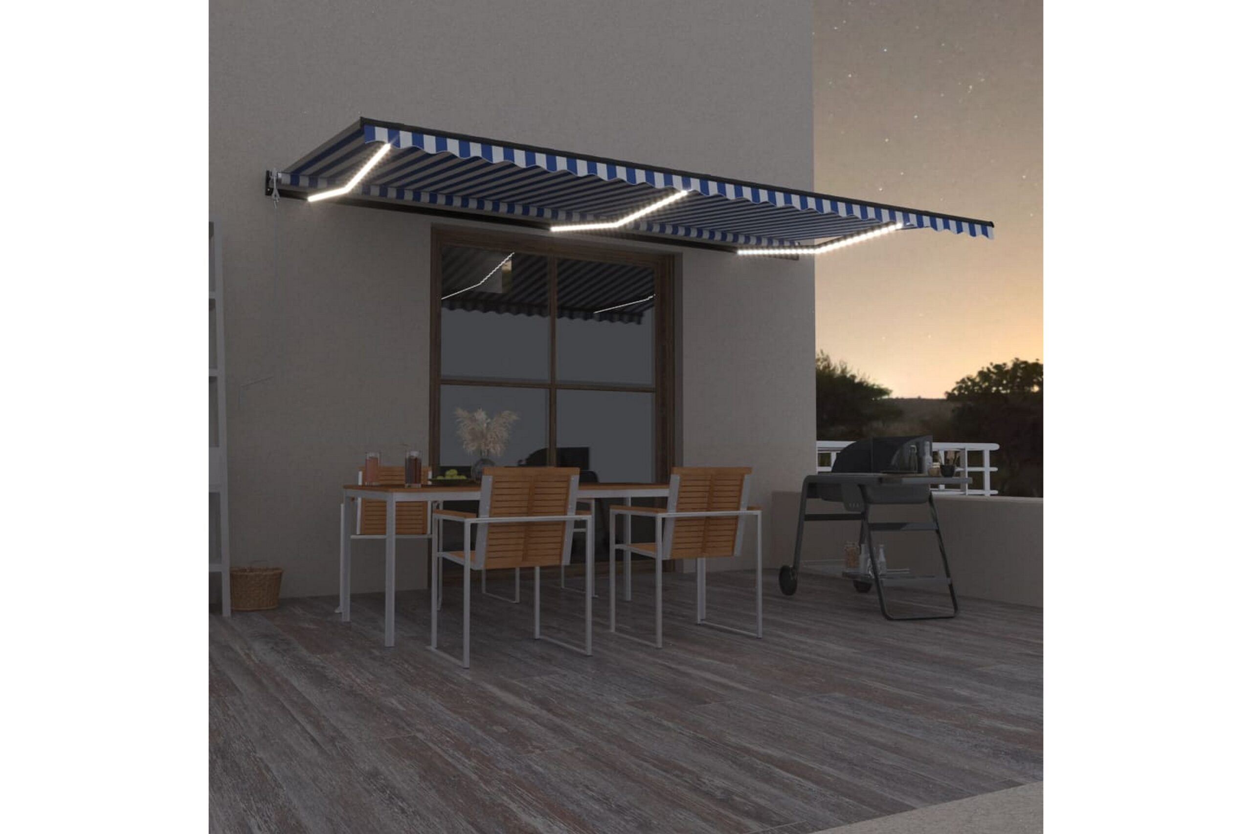 Sisäänkelattava markiisi LED/tuulisensori 600x300 cm -