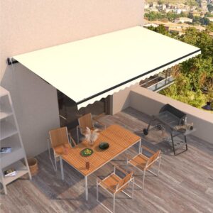 Automaattisesti sisäänkelattava markiisi 600x350 cm kerma -