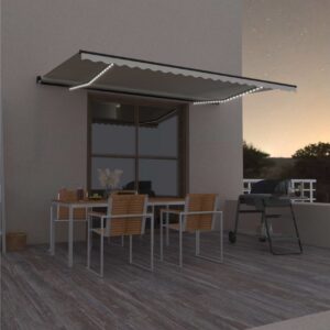 Sisäänkelattava markiisi LEDillä 500x300 cm kerma -