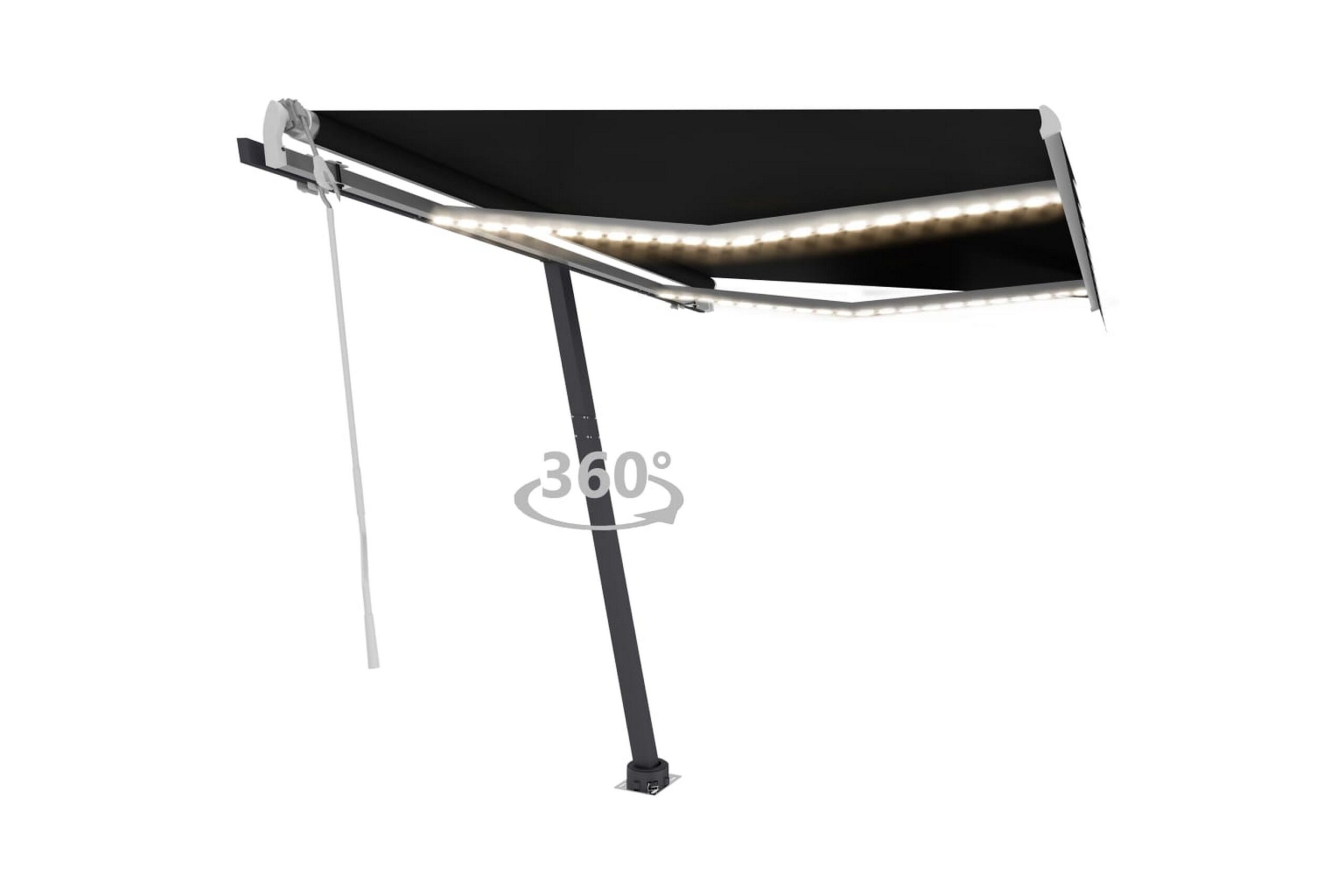 Käsin sisäänkelattava markiisi LEDillä 350x250cm antrasiitti - Antrasiitti