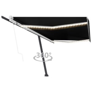 Sisäänkelattava markiisi LED/tuulisensori 500x300cm - Antrasiitti