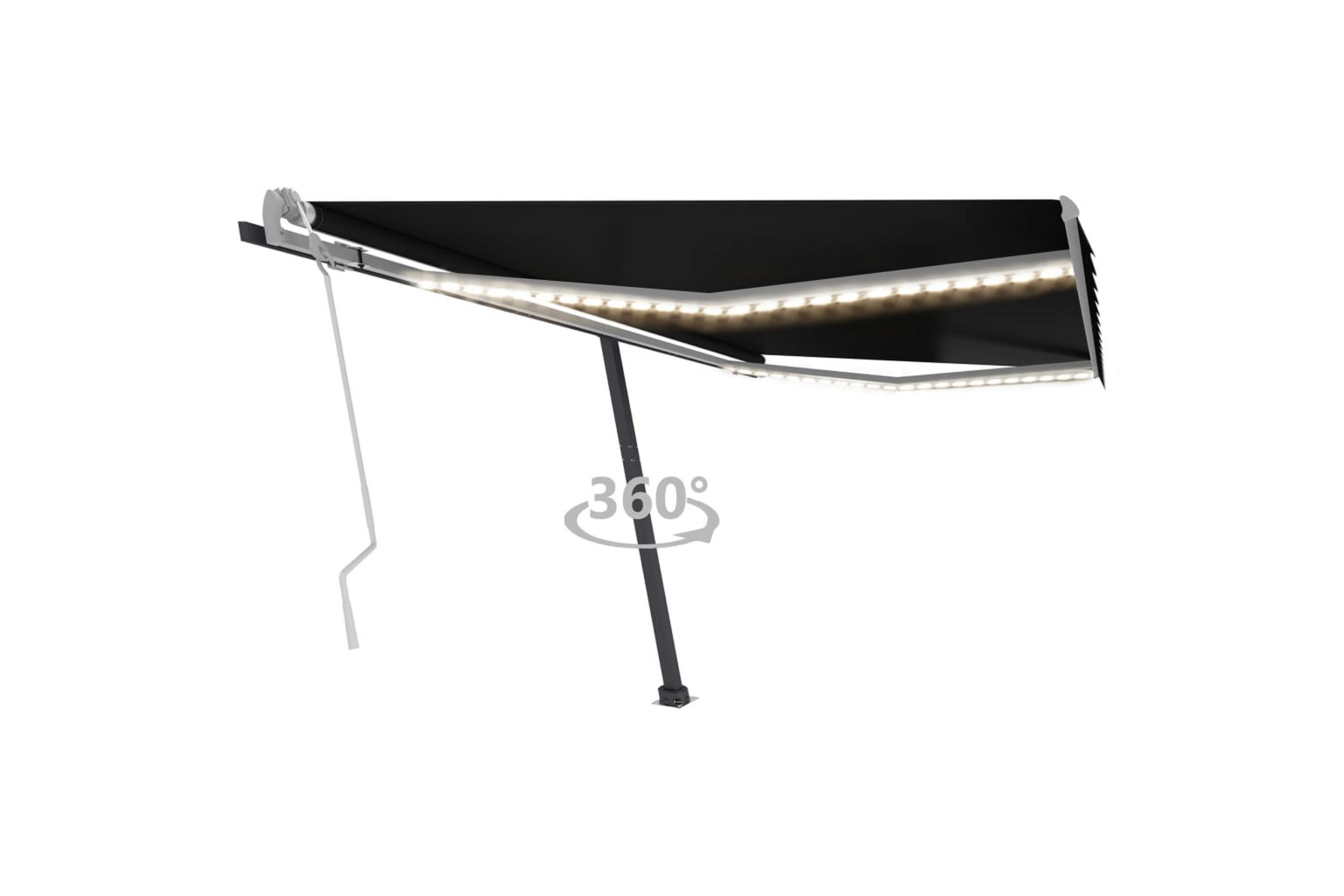 Käsin sisäänkelattava markiisi LEDillä 400x300cm antrasiitti - Antrasiitti