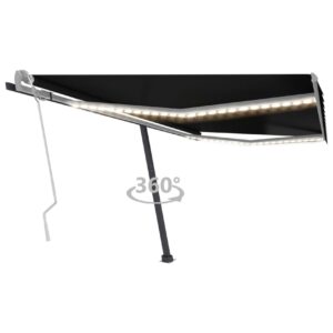 Sisäänkelattava markiisi LEDillä 400x350 cm antrasiitti - Antrasiitti