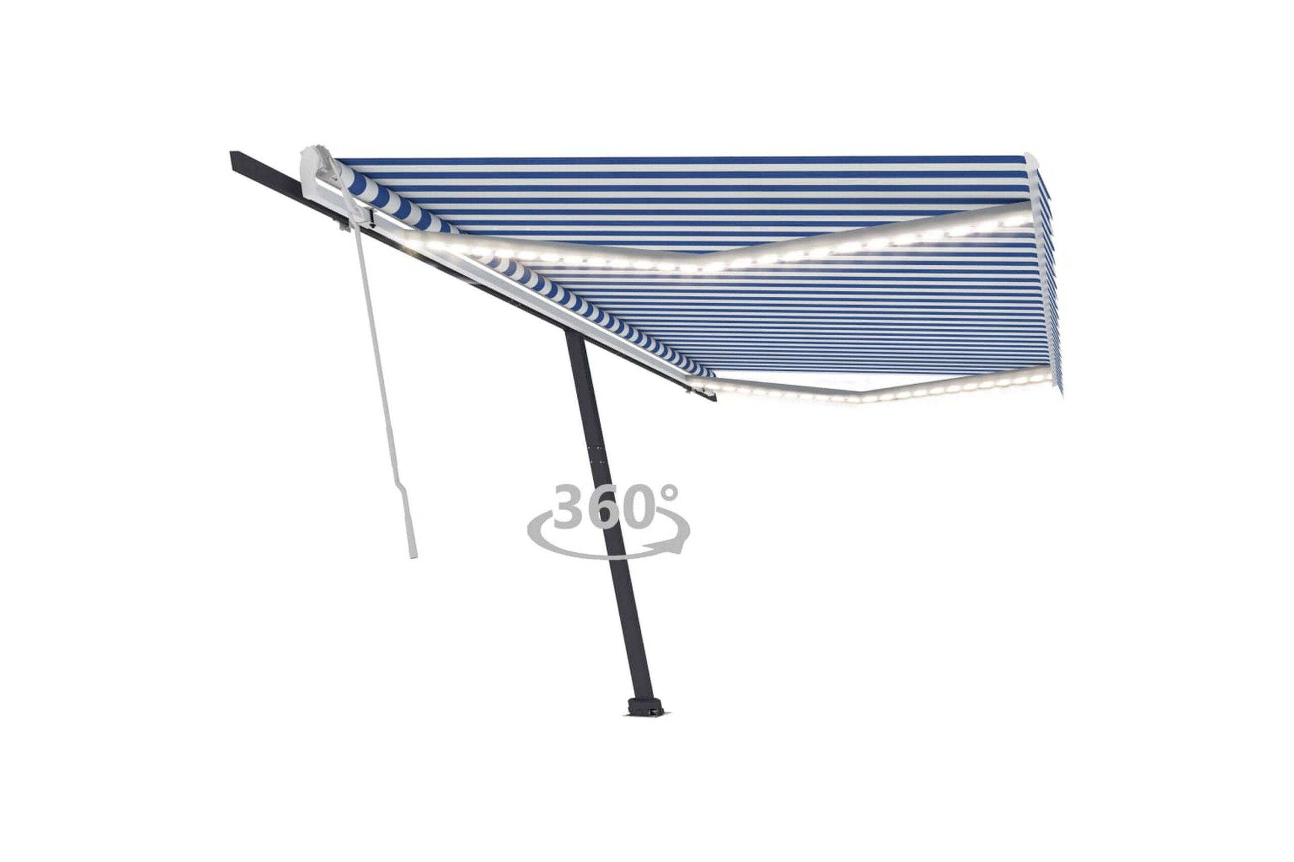 Manuaalisesti sisäänkelattava markiisi LED 500x350 cm - Sininen