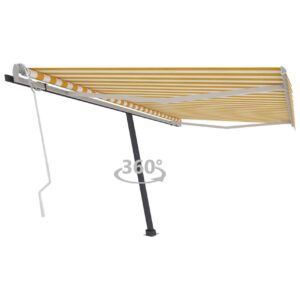 Vapaasti seisova sisäänkelattava markiisi 450x300 cm - Keltainen