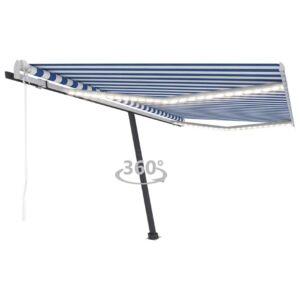 Sisäänkelattava markiisi LED/tuulisensori 450x350 cm - Sininen