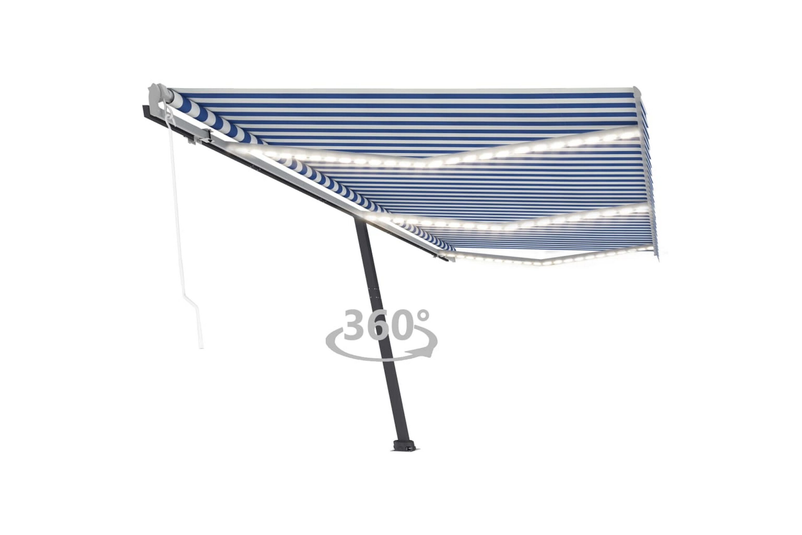 Sisäänkelattava markiisi LED/tuulisensori 600x300 cm - Sininen