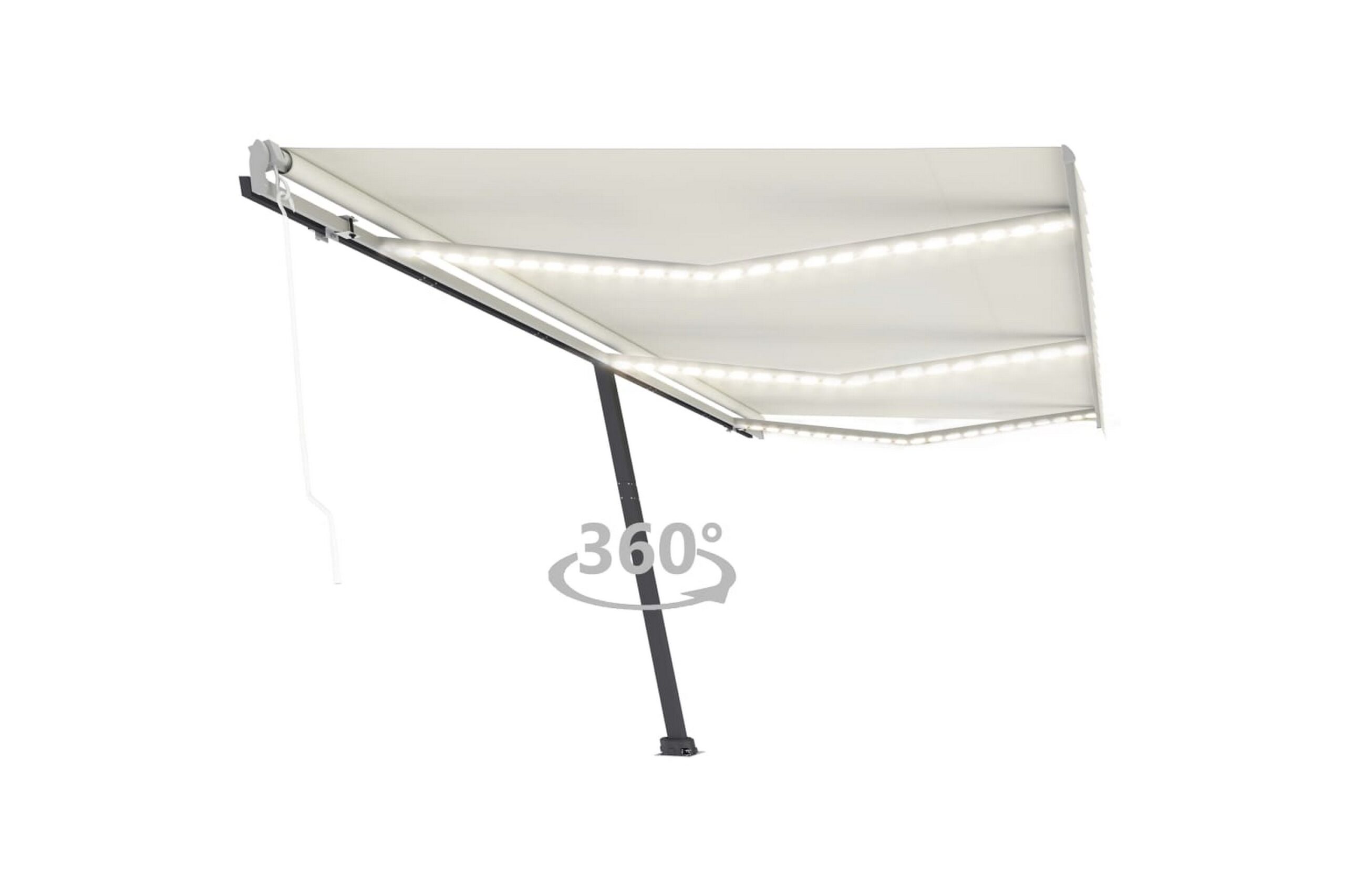 Sisäänkelattava markiisi LED/tuulisensori 600x300cm kerma - Kerma