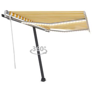 Käsin sisäänkelattava markiisi LEDillä 300x250 cm keltavalk. - Keltainen