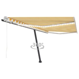 Sisäänkelattava markiisi LED/tuulisensori 450x350 cm - Keltainen