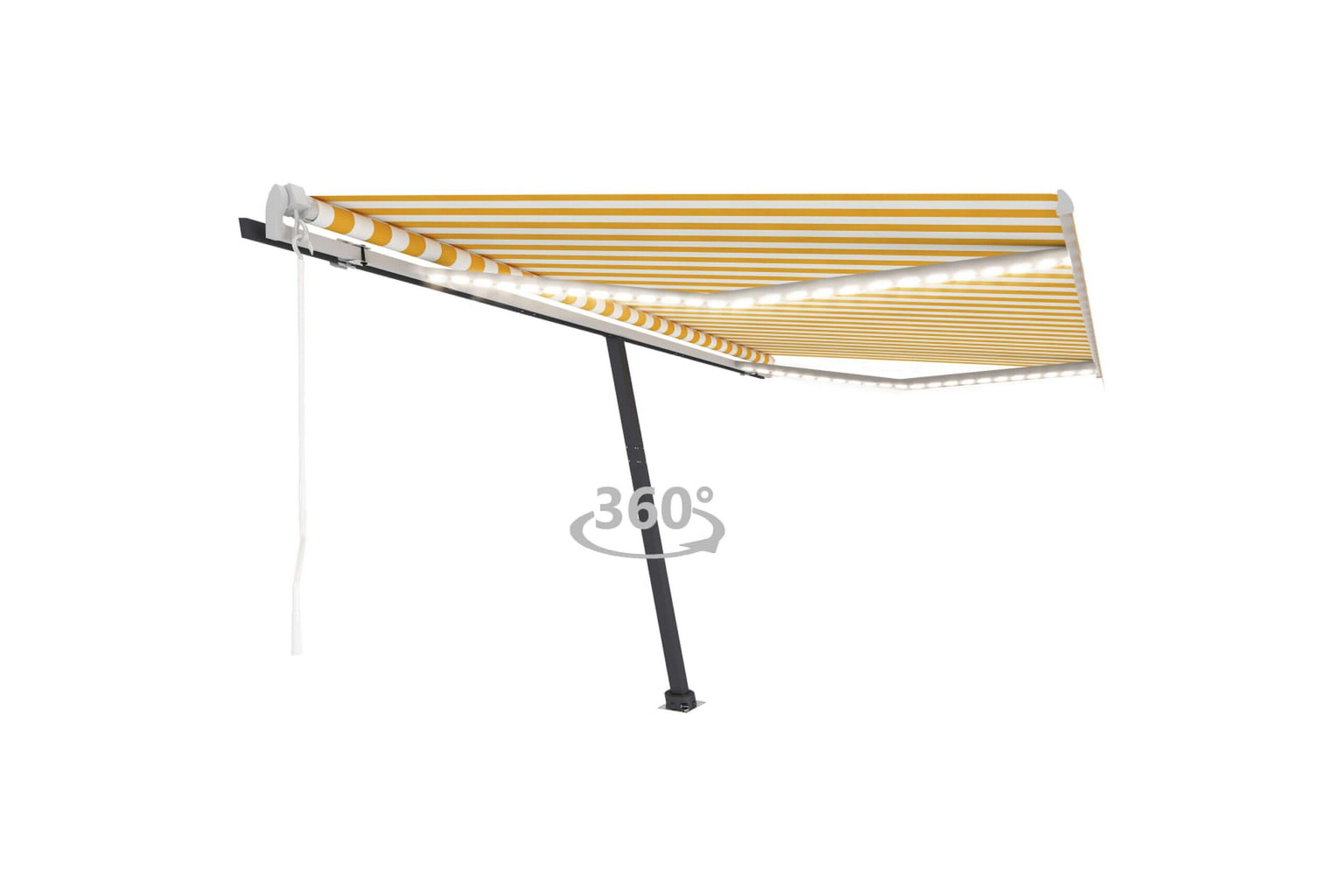 Sisäänkelattava markiisi LED/tuulisensori 450x350 cm - Keltainen