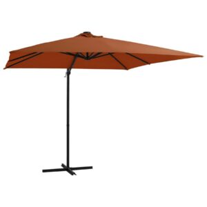 Aurinkovarjo LED-valoilla terrakotta 250x250 cm -
