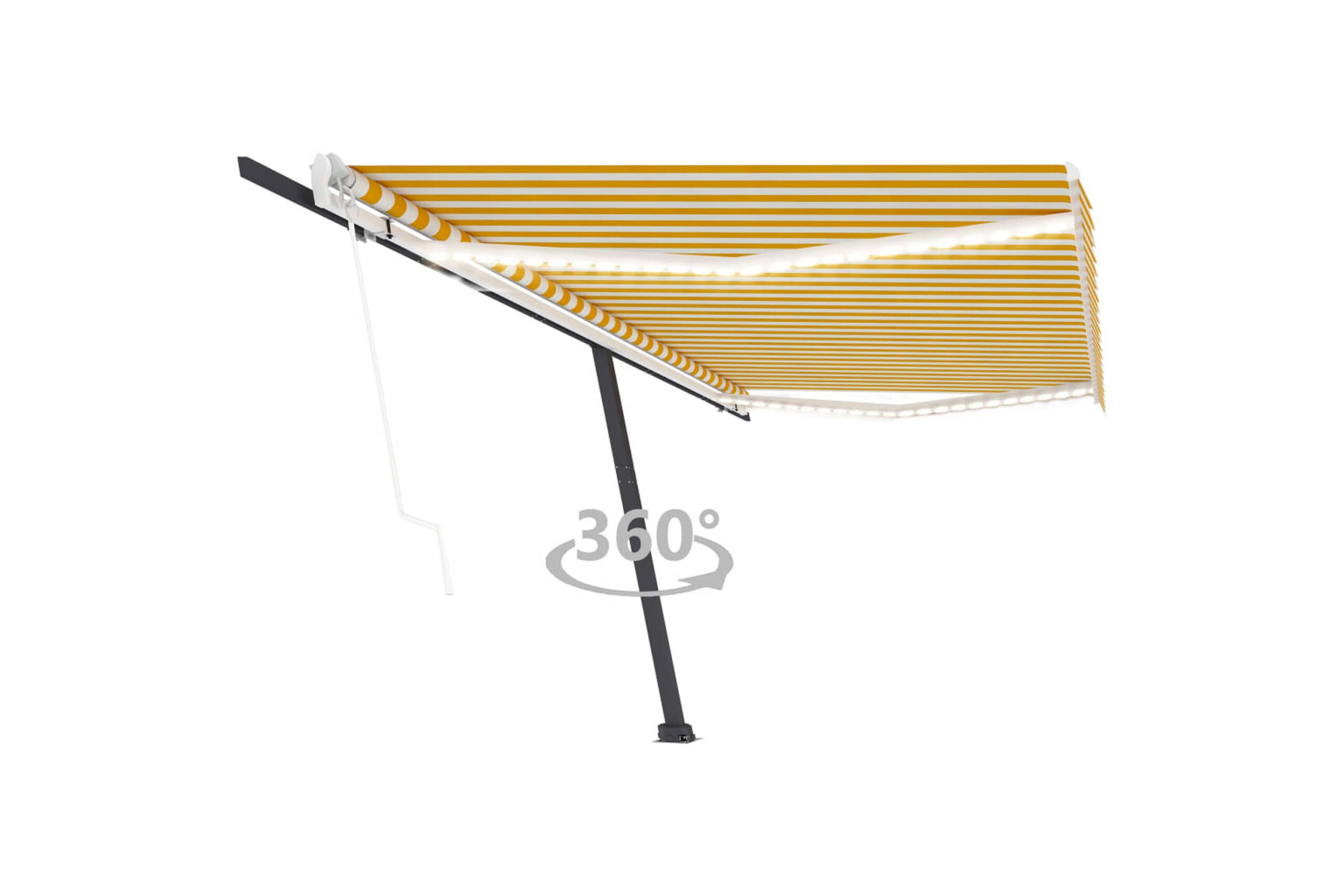 Sisäänkelattava markiisi LED/tuulisensori 500x300 cm - Keltainen