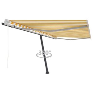 Vapaasti seisova sisäänkelattava markiisi 400x350 cm - Keltainen