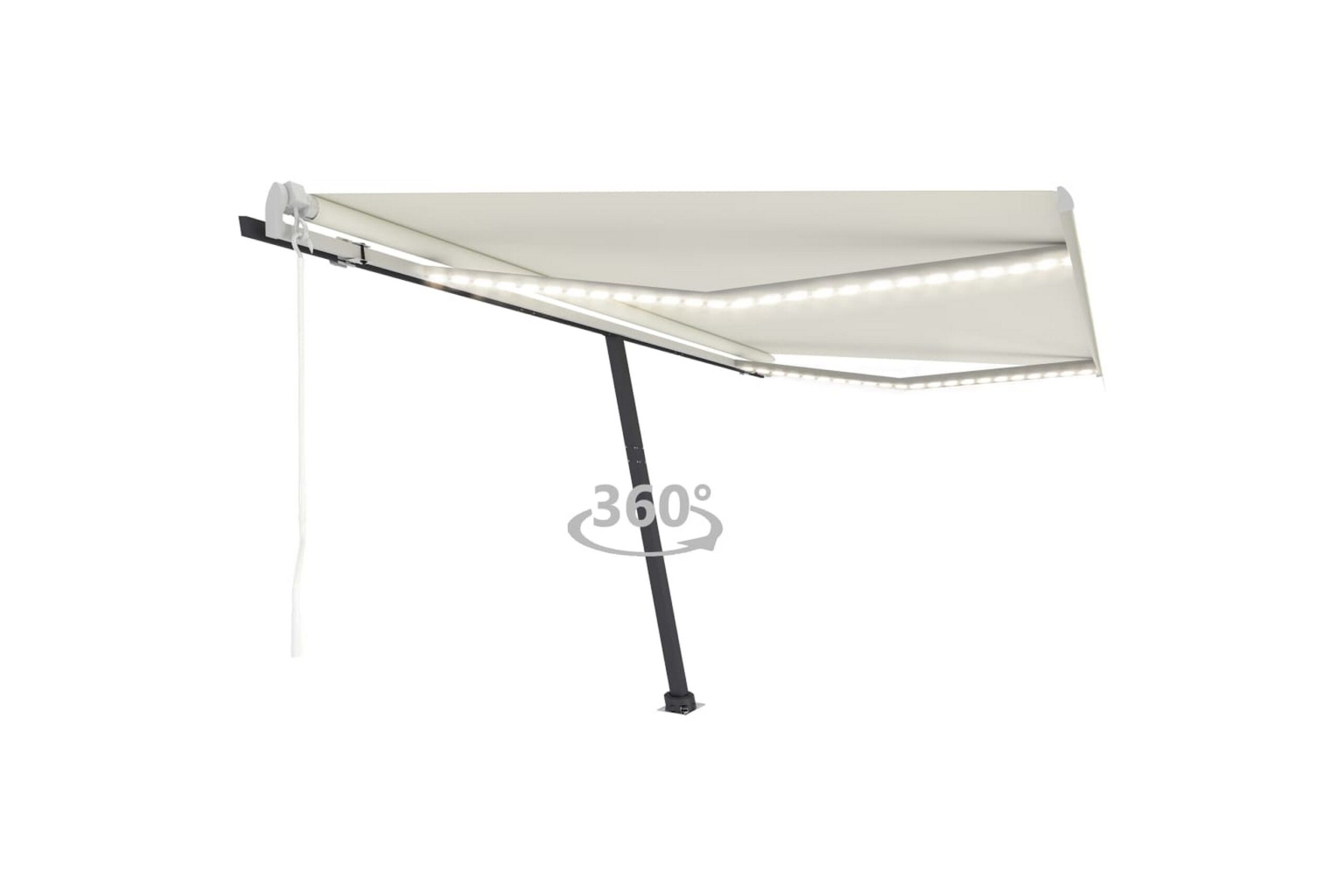 Sisäänkelattava markiisi LED/tuulisensori 450x350 cm kerma - Kerma