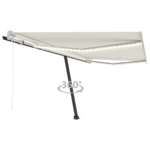 Sisäänkelattava markiisi LED/tuulisensori 400x300cm kerma - Kerma