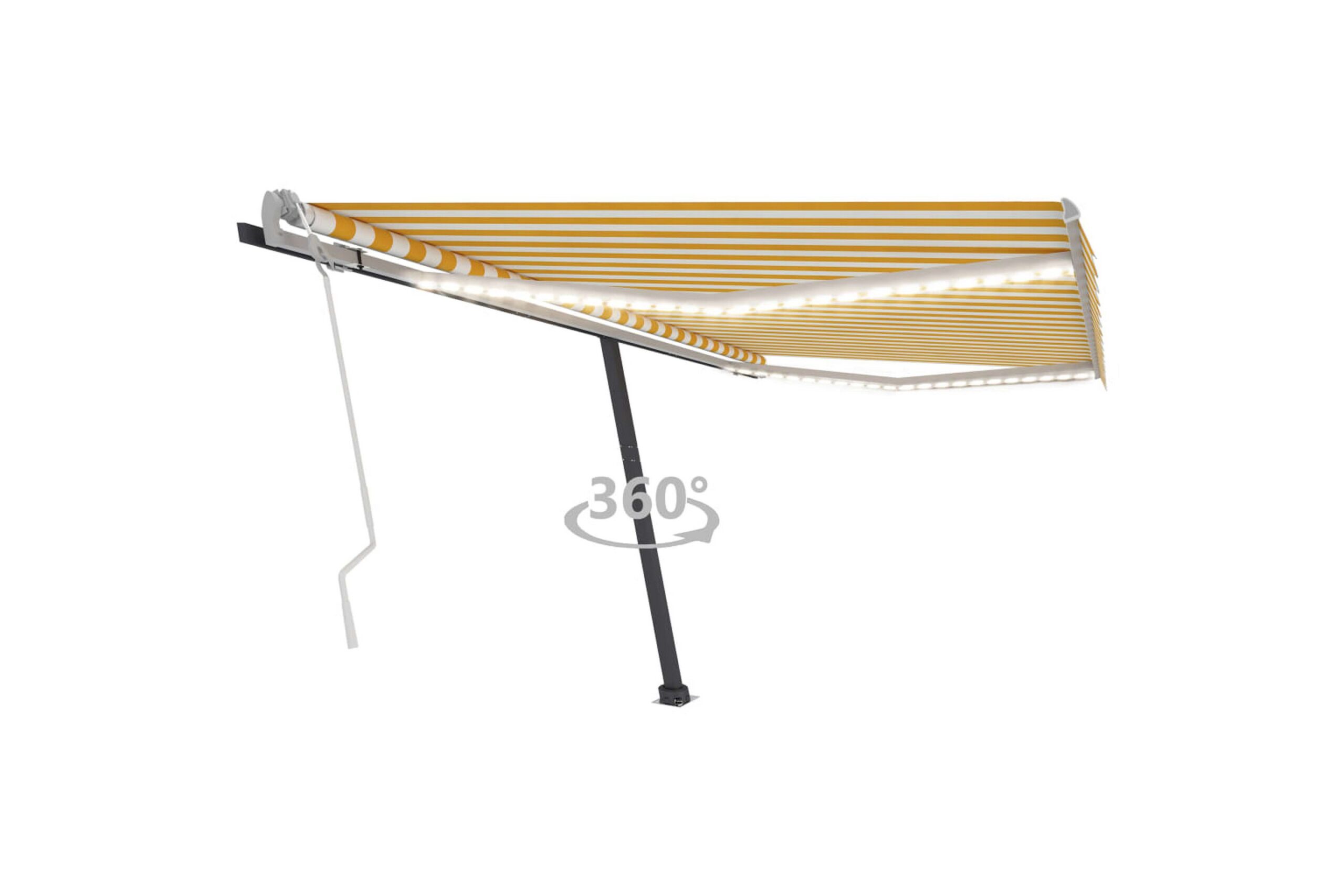 Sisäänkelattava markiisi LEDillä 450x350 cm keltavalkoinen - Keltainen