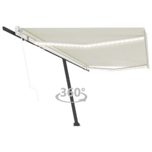 Sisäänkelattava markiisi LED/tuulisensori 500x350 cm kerma - Kerma