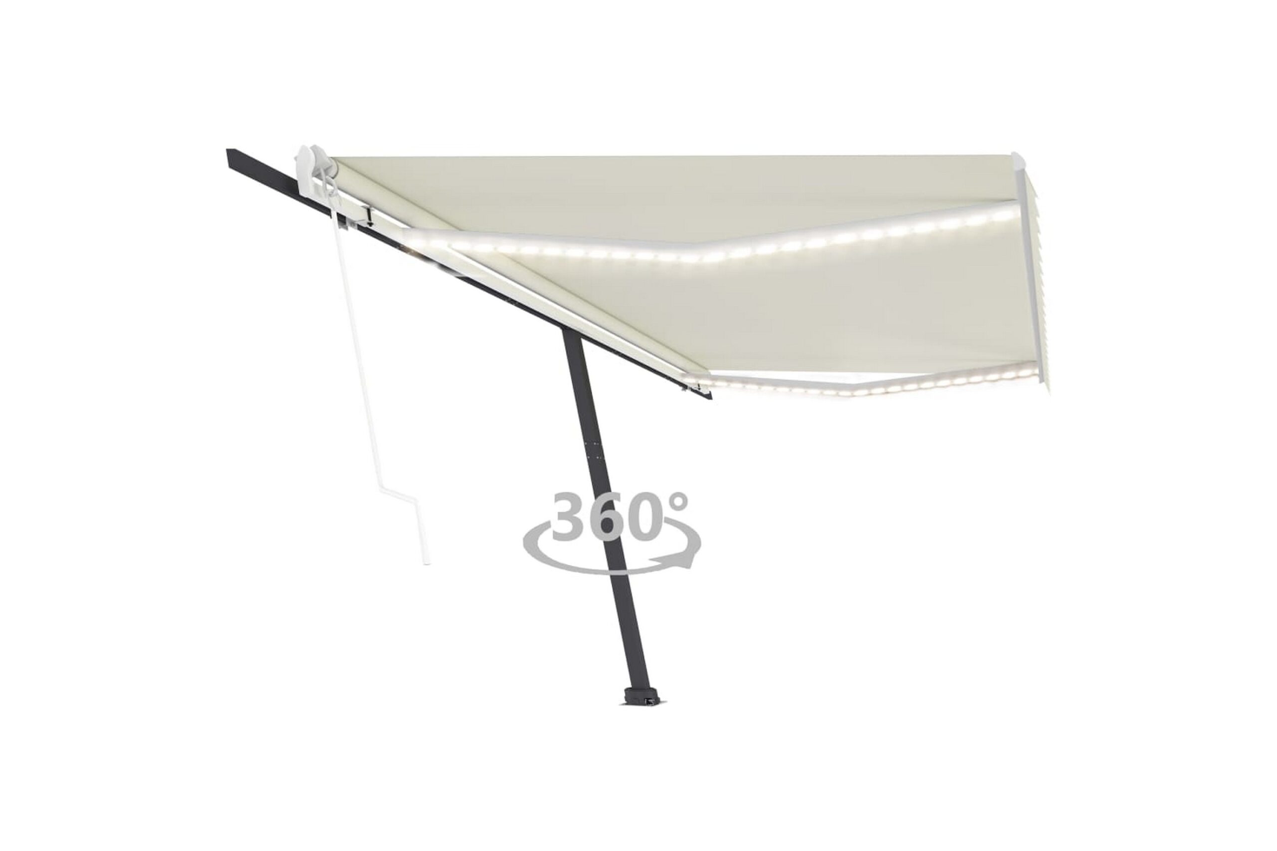 Sisäänkelattava markiisi LED/tuulisensori 500x350 cm kerma - Kerma