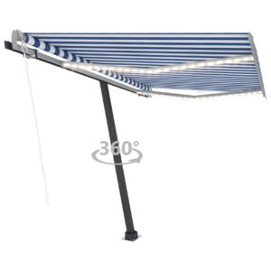 Sisäänkelattava markiisi LED/tuulisens. 350x250cm - Sininen