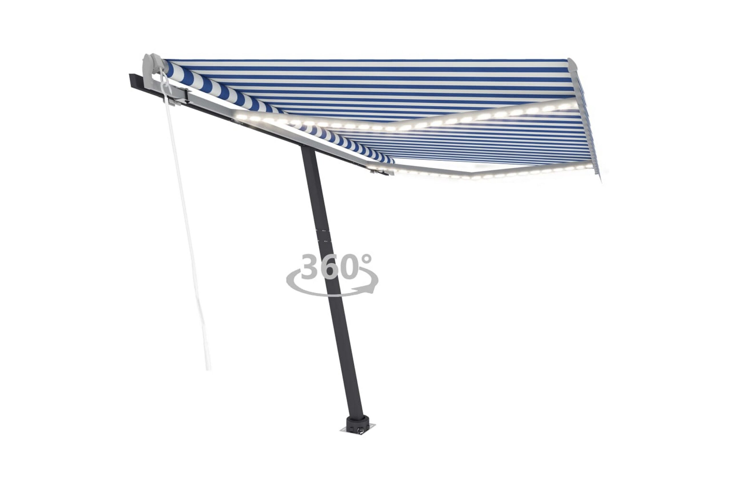 Sisäänkelattava markiisi LED/tuulisens. 350x250cm - Sininen
