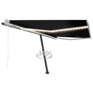 Sisäänkelattava markiisi LED/tuulisensori 450x350cm - Antrasiitti