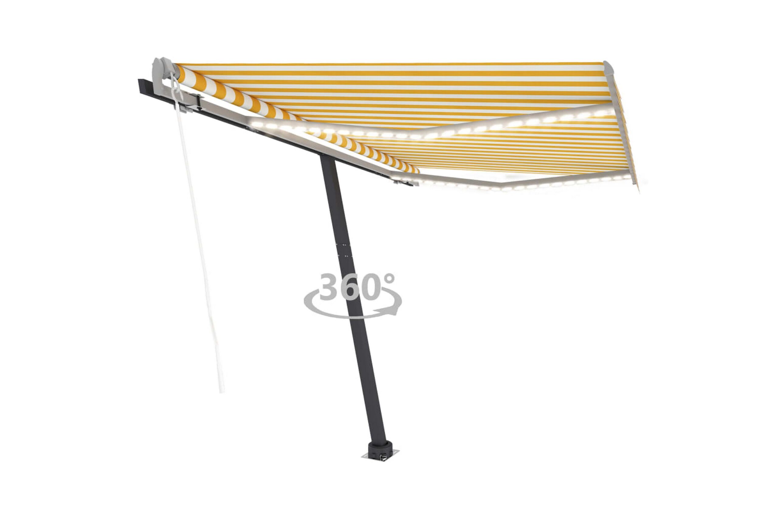 Sisäänkelattava markiisi LED/tuulisensori 300x250 cm - Keltainen