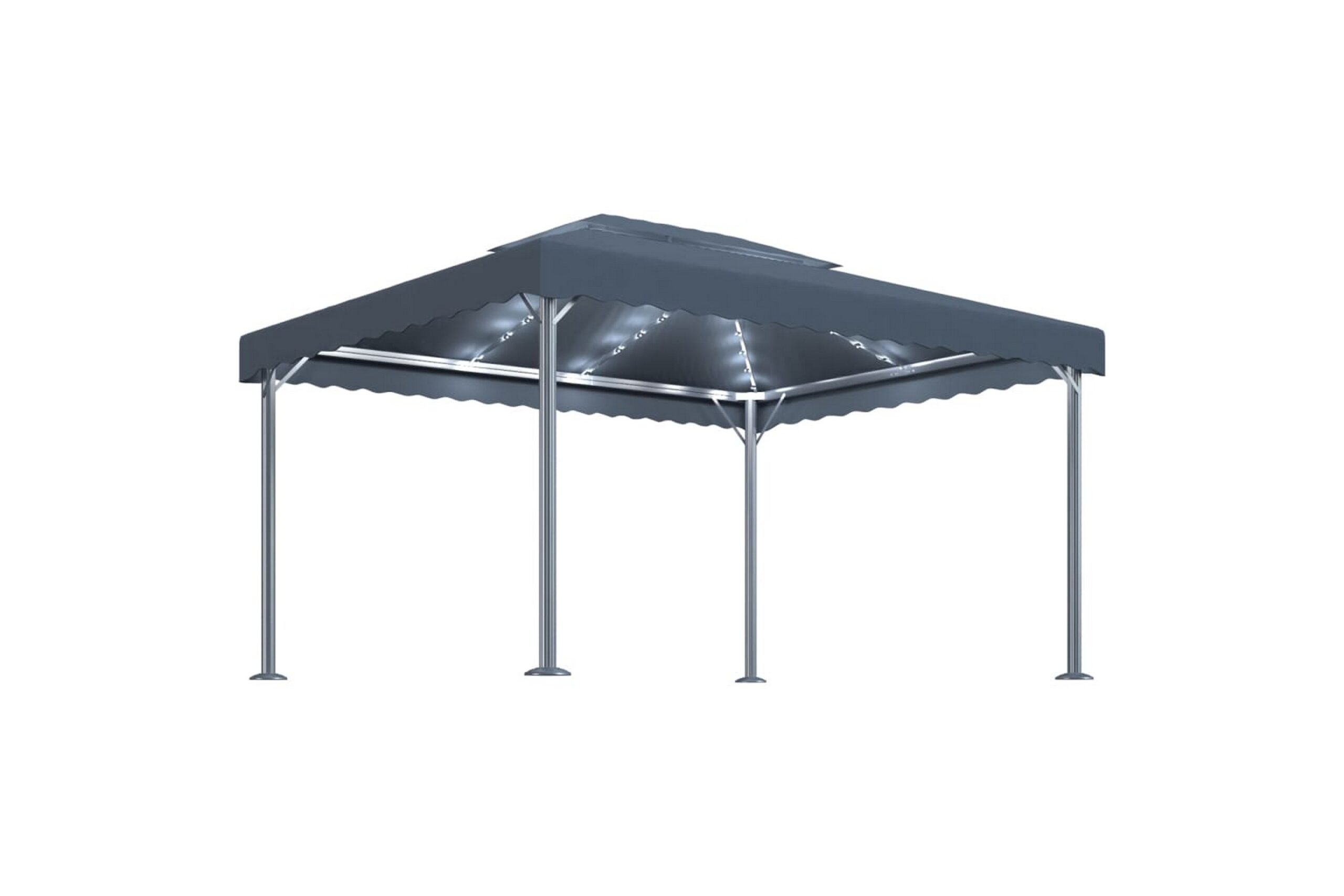 Huvimaja valonauhoilla 400x300 cm antrasiitti alumiini -