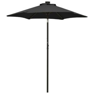 Aurinkovarjo LED-valolla musta 200x211 cm alumiini -