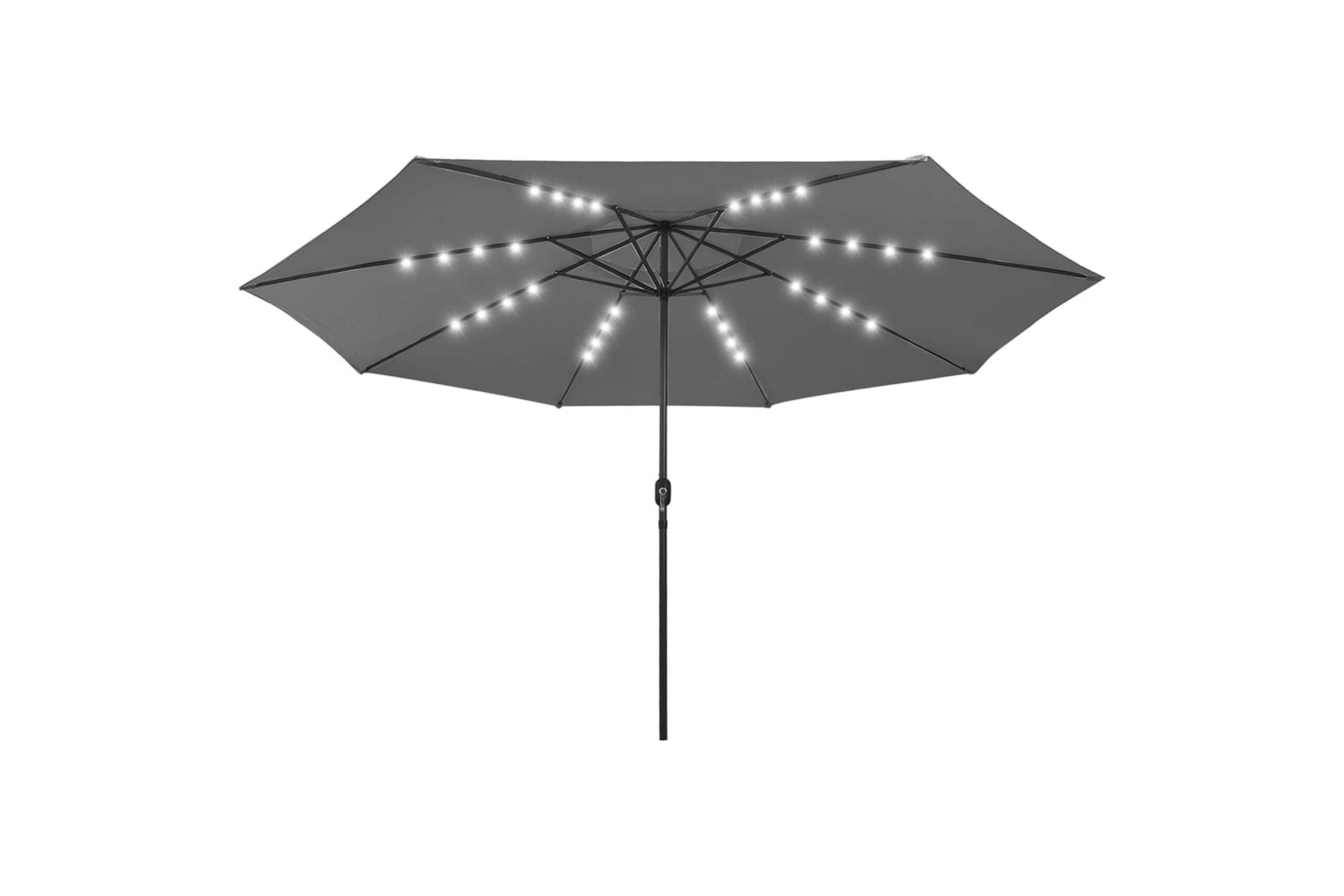 Aurinkovarjo LED-valot ja metallitanko 400 cm antrasiitti -