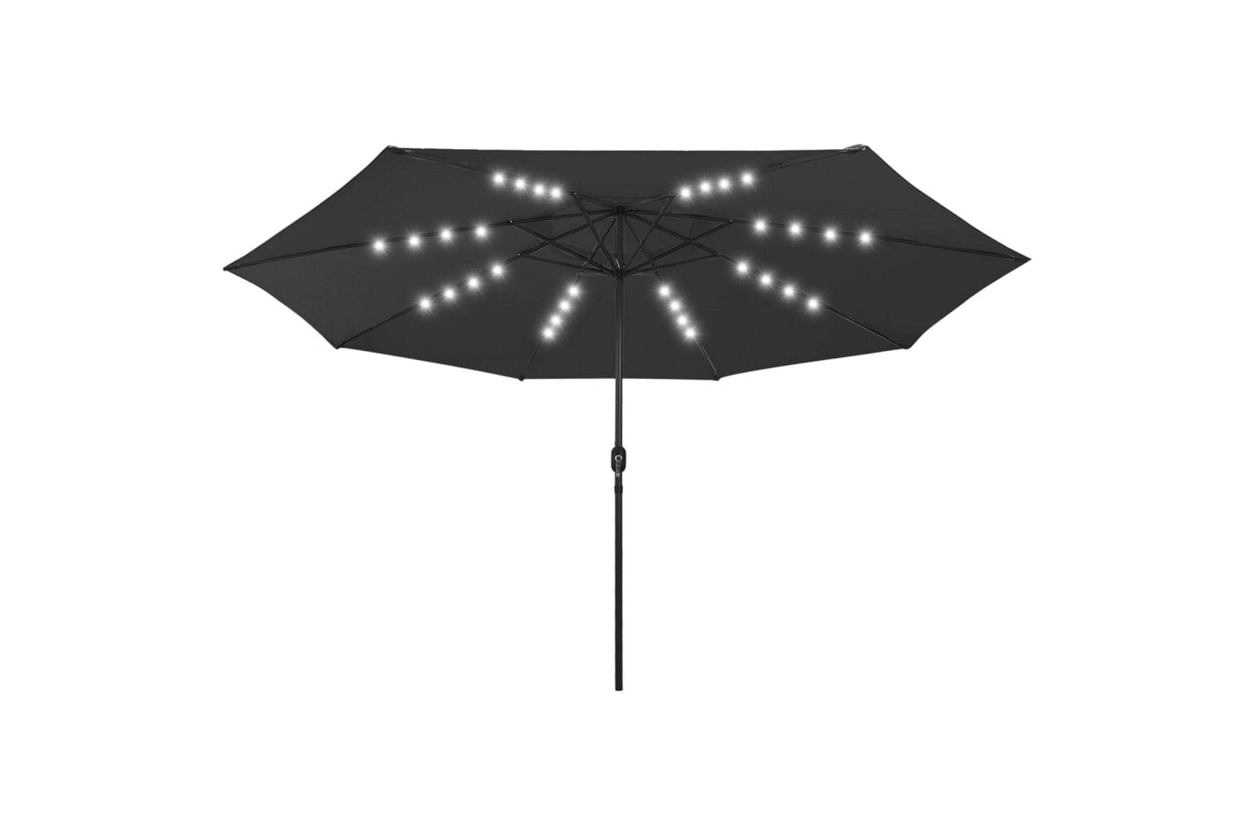 Aurinkovarjo LED-valot ja metallitanko 400 cm musta -