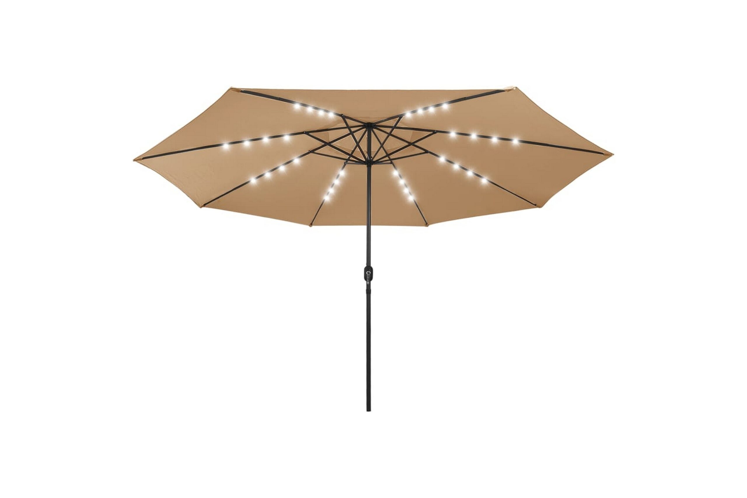 Aurinkovarjo LED-valot ja metallitanko 400 cm ruskeanharmaa -