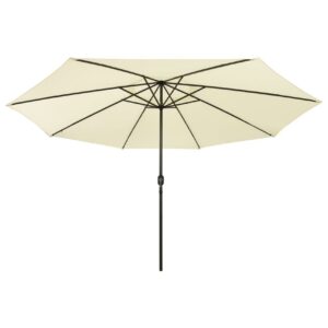Aurinkovarjo LED-valot ja metallitanko 400 cm hiekka -