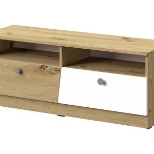 TV-taso Staton 120 cm - Luonnonväri/Valkoinen/Harmaa