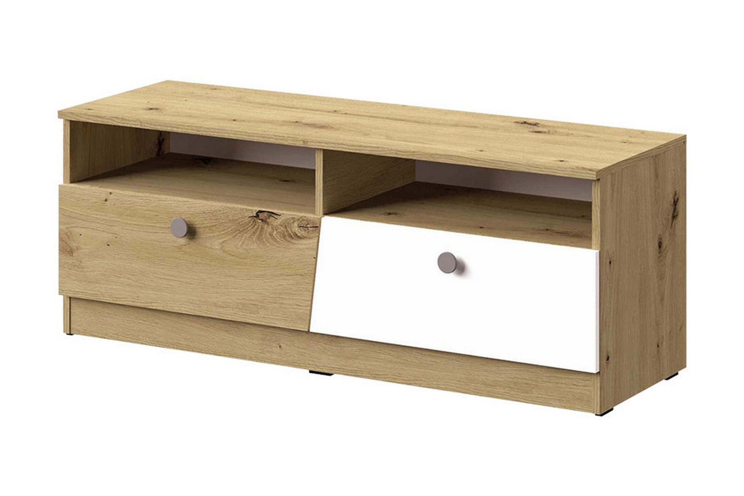 TV-taso Staton 120 cm - Luonnonväri/Valkoinen/Harmaa