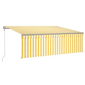 Sisäänkelattava markiisi verho/LED/tuulisens. 4x3 m - Keltainen