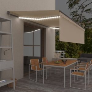 Manuaalisesti kelattava markiisi verho/LED 5x3 m kerma -