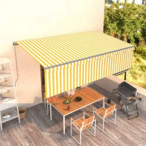 Manuaalisesti kelattava markiisi verhoilla 5x3 m -