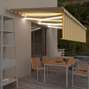 Käsin sisäänkelattava markiisi verhot/LED 6x3 m -