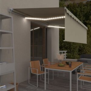 Manuaalisesti kelattava markiisi verho/LED 5x3 m kerma -