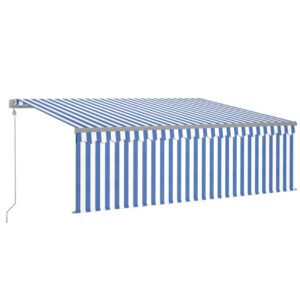 Sisäänkelattava markiisi verho/LED/tuulisens. 4x3 m - Sininen