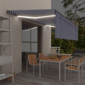 Manuaalisesti kelattava markiisi verho/LED 5x3 m -