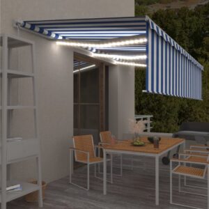 Käsin sisäänkelattava markiisi verhot/LED 6x3 m -