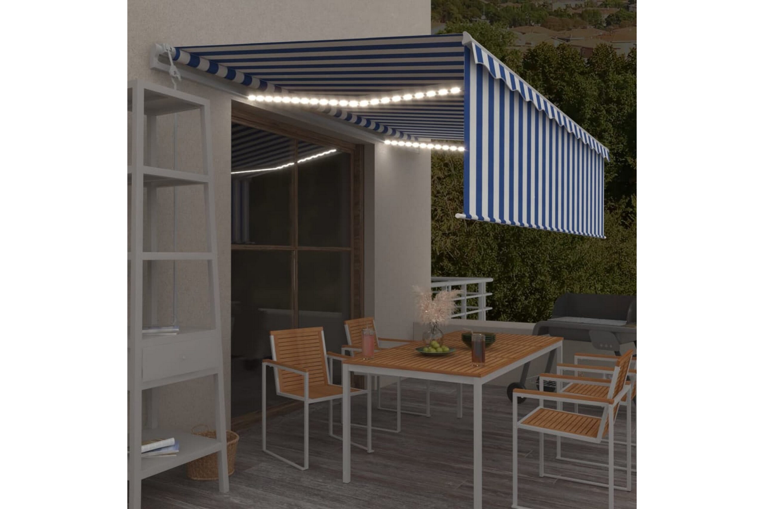Automaattimarkiisi verho/LED/tuulisensori 5x3 m cm -